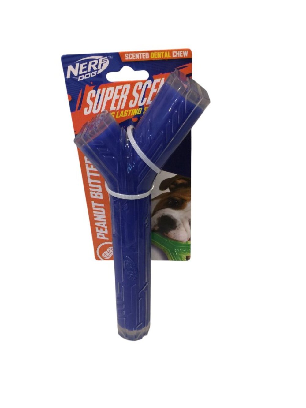 Nerf Dog Super Soaker Scented Dental Chew Peanut Butter 9 1/2" Dog Toy